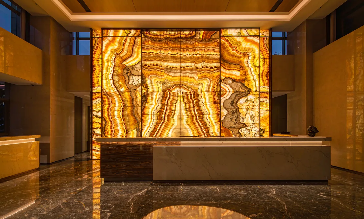 Backlit Onyx Feature Panels: Specifying Translucent Stone for Hotels