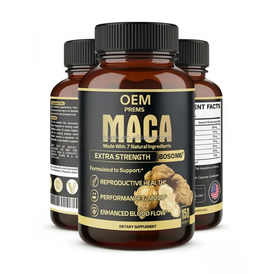 OEM Wholesale 7-in-1 Maca Root Capsules Ashwagandha Ginseng Tribulus-Boosts Energy & Endurance Enhances Blood Flow