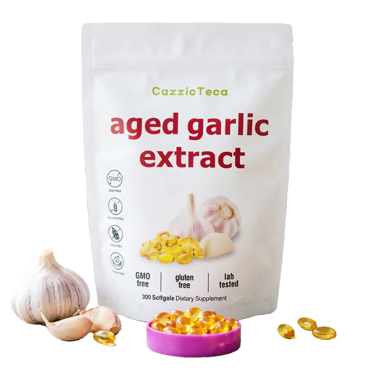 Wholesale OEM Odorless Aged Garlic Softgels 7500mg with Aged Garlic Extract for Heart & Immune Support
