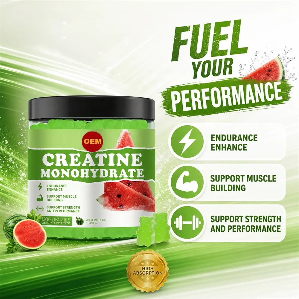 ODM OEM Service Custom Formulated High Purity Creatine Gummy Candy Adult Use GMO Free Promote Skeletal Muscle Growth