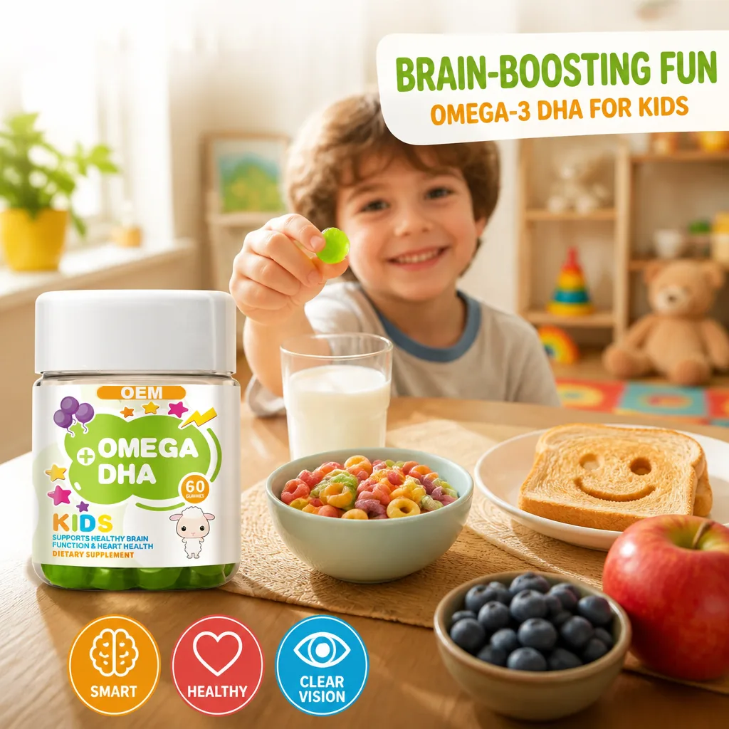 OEM Kids & Teenagers Omega 3 DHA Vitamins Gummies Brain Development & Healthy Immunity Private Label Nutritional Supplements
