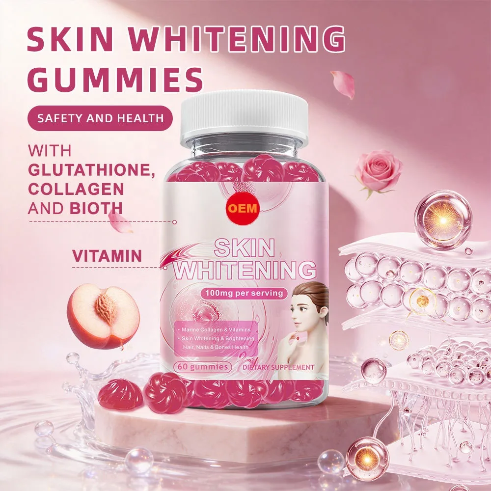 Skin Brightening Glutathione Gummies for Women Collagen Vitamin C Dietary Supplement for Hair and Nails Growth Support