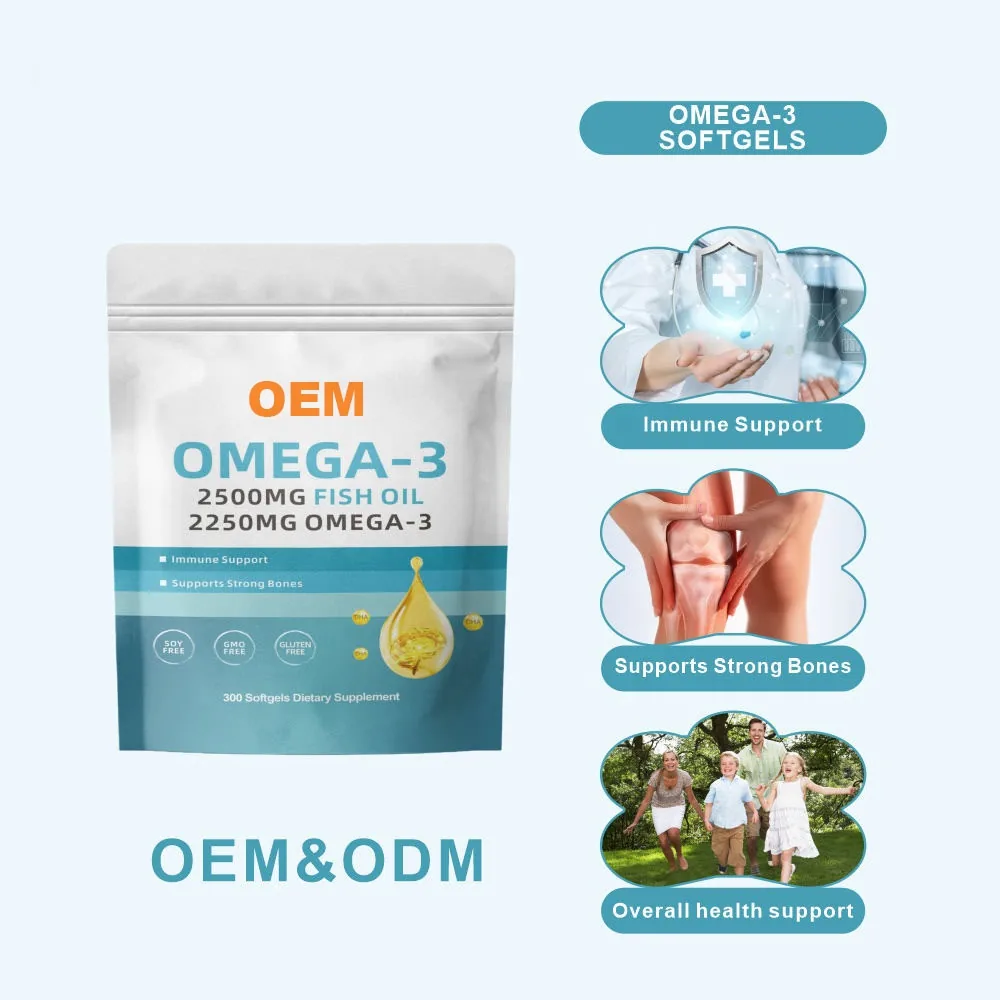 Factory Supply Omega3 Fish Oil Softgels Adult Daily Dietary Supplement Support Heart Cognitive Health OEM Custom Brand Available